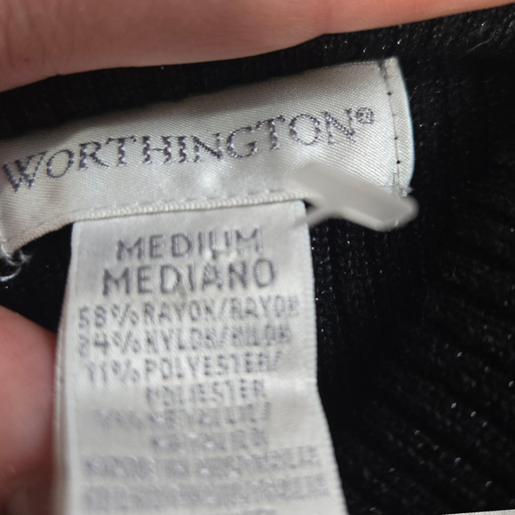 Y2K Red Black Stripe Glitter Metallic Ribbed Knit Turtleneck Sweater Size Medium - Picture 4 of 8